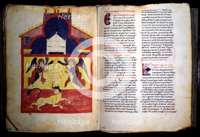 The Ark of the Covenant and the Beast, miniature in the 'Beatus of Turín' (Commentary on the Apoc…