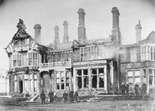 The house of Mr Arthur du Cros at St Leonards, Hastings, burnt down by suffragettes,  April 1913. Artist: Unknown