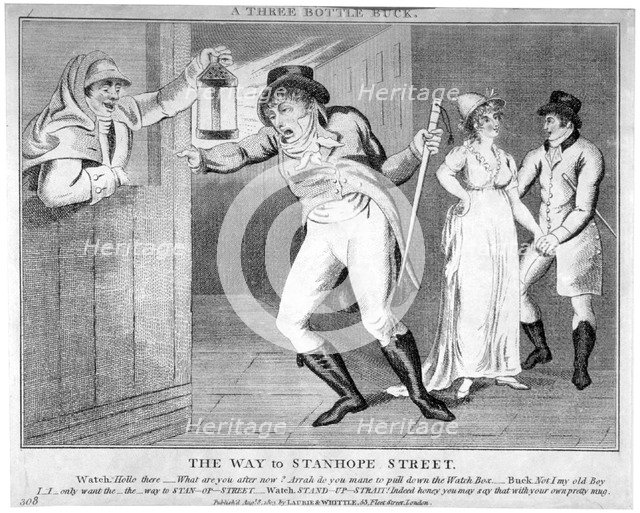 'A three bottle buck. The way to Stanhope Street', 1803. Artist: Anon