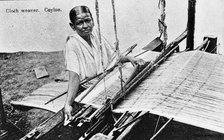 Cloth weaver in Ceylon (Sri Lanka). Creator: Unknown.
