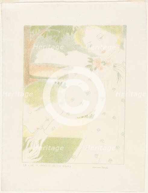 And It is the Caress of Their Hands, plate eight from Love, 1898, published 1899. Creator: Maurice Denis.