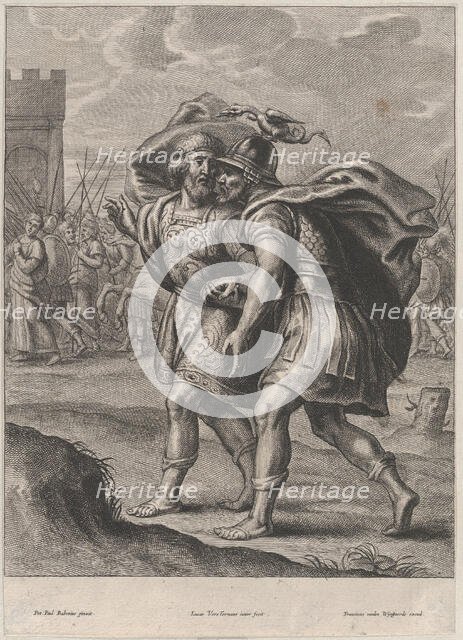 Achilles and Priam, in conversation outside of Troy, ca. 1644-66. Creator: Lucas Vorsterman II.