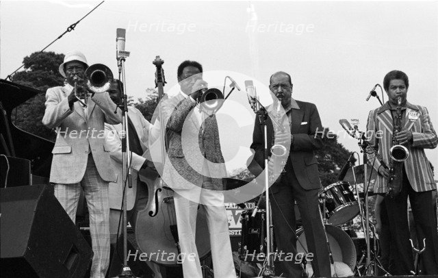 Al Grey, Terry Clark  Frank Foster, Capital Jazz Festival, Knebworth, Herts, July 1982. Artist: Brian O'Connor.