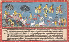 Krishna, Balarama, and the Cowherders... from a Dispersed Bhagavata Purana..., 1800-1825. Creator: Unknown.