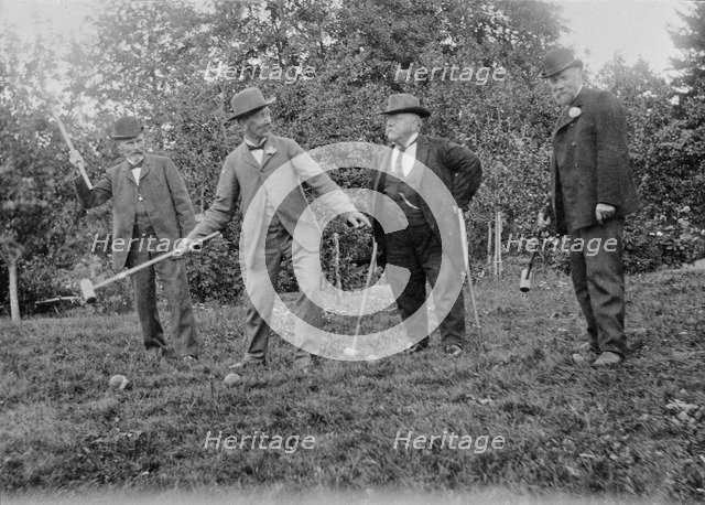 Four men playing croquet. Artist: Unknown