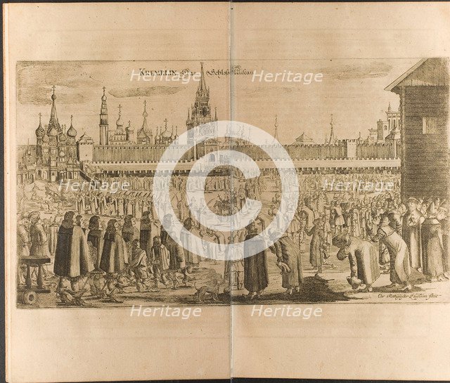 The donkey walk in the Moscow Kremlin (Illustration from Travels to the Great Duke of Muscovy and t Artist: Rothgiesser, Christian Lorenzen (?-1659)