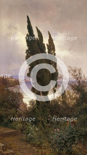 Garden in front of the royal castle on Corfu, 1888. Creator: Ludwig Hans Fischer.