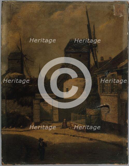 Moulin de la Galette and Moulin Blutefin, Montmartre, 18th arrondissement, c1855 — 1865. Creator: Arsene Desire d' Haussy.