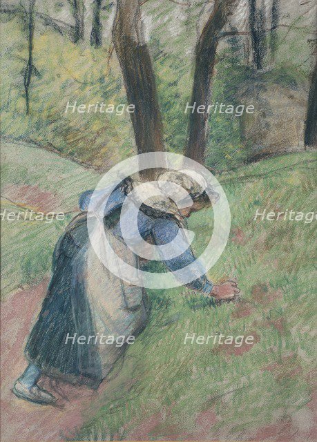 Peasant woman weeding the grass, c1894. Artist: Camille Pissarro.
