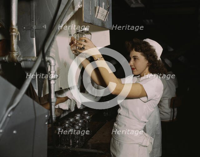 Transfusion donor bottles, Baxter Lab., Glenview, Ill., 1942. Creator: Howard Hollem.