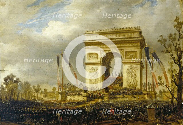 La fête de la Fraternité, le 20 avril 1848, place de l'Étoile : distribution des drapeaux..., 1848. Creator: Hippolyte Victor Valentin Sebron.