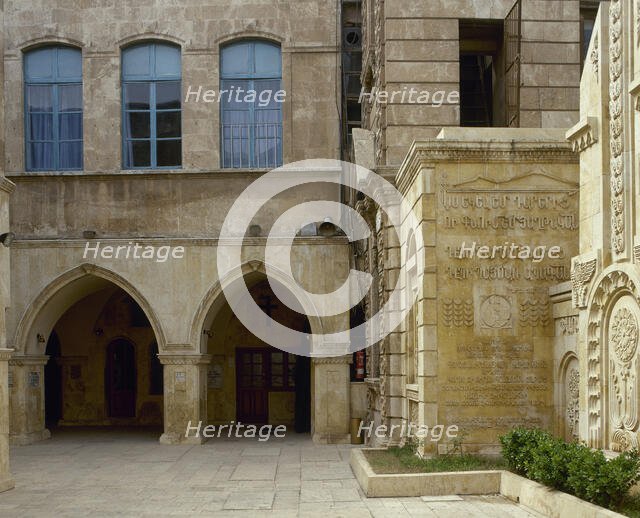 Entrance of Forty Martyrs Cathedral, Gregorian Armenian Church, Aleppo, Syria, 2001.  Creator: LTL.