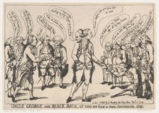 Uncle George and Black Dick at their New Game of Naval Shuttlecock, January 11..., January 11, 1787. Creator: Thomas Rowlandson.