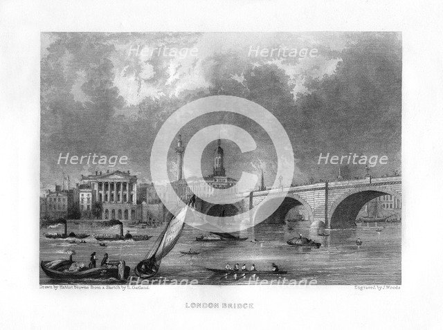 London Bridge, London, 19th century.Artist: J Woods