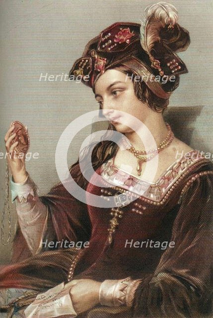 Anne Boleyn (1507-1536), the second wife of King Henry VIII, 1851. Creators: B Eyles, Henry Nelson O'Neil.