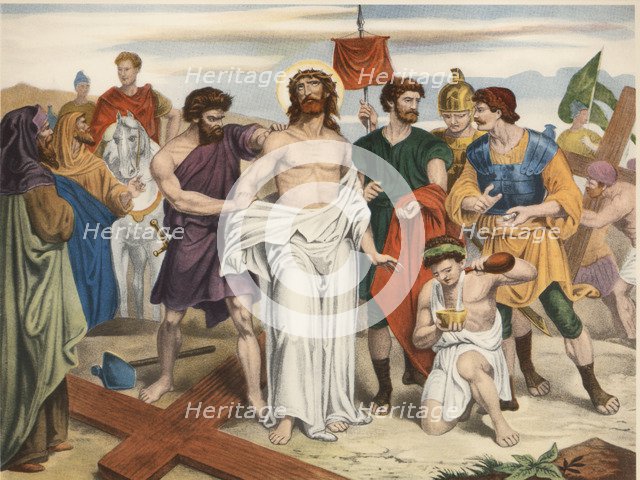 Via Crucis. Tenth Station. Jesus is stripped of his garments. Drawing by Pascual. Barsal Editions…