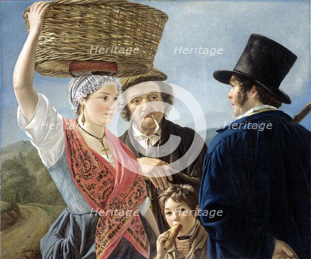 Market Gossip, 1827. Creator: Jean Henri De Coene.