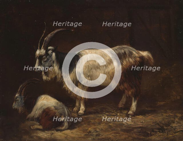 Two Goats, 1852. Creator: Adolph Tidemand.