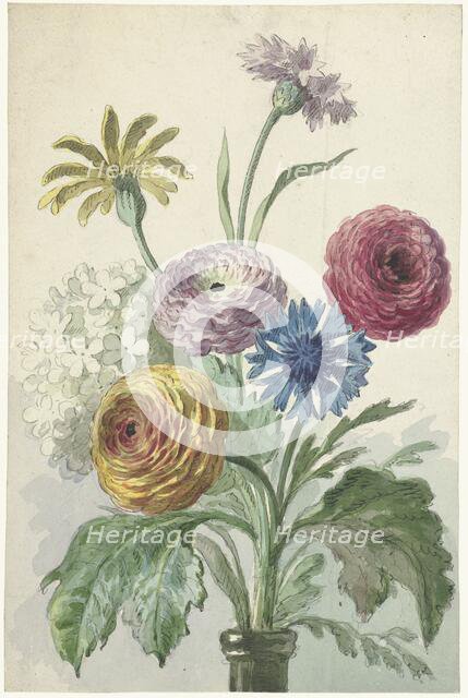 Bouquet of flowers in a green vase, c.1763-c.1825. Creator: Willem van Leen.