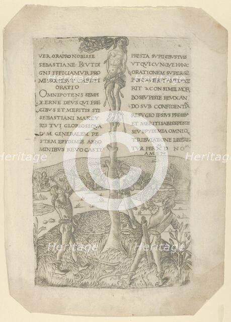 The Martyrdom of Saint Sebastian, with three archers, ca. 1480-90., ca. 1480-90. Creator: Anon.