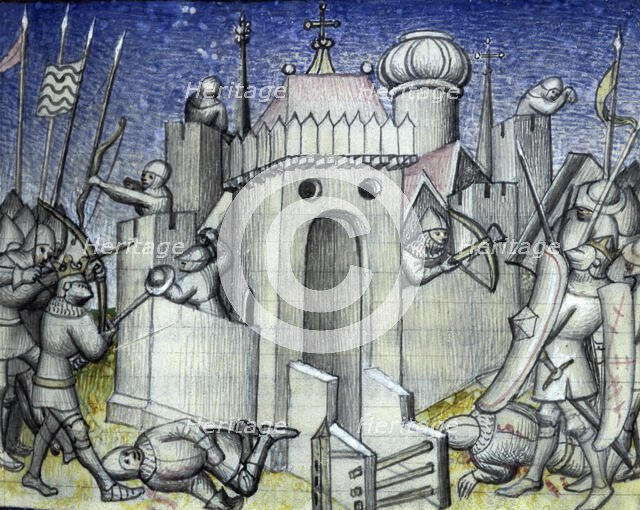 Besieging a castle, c1400. Creator: Unknown.