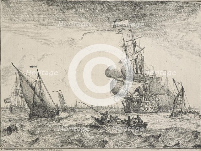 Seascapes with views of the Ij and Amsterdam, Rotterdam, Katwijk, etc. Untitled, 1701. Creator: Ludolf Bakhuizen.