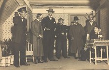 French or Belgian prisoners of war, one in drag, performing a scene from "L'anglais... 1917. Creator: Unknown.