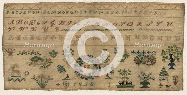 Sampler, 1858. Creator: Celia Kestenbaum Grossman (Austrian).