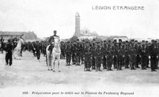 French Foreign Legion preparing to march on the Plateau Faubourg Bugeaud, Algeria, 20th century. Artist: Unknown