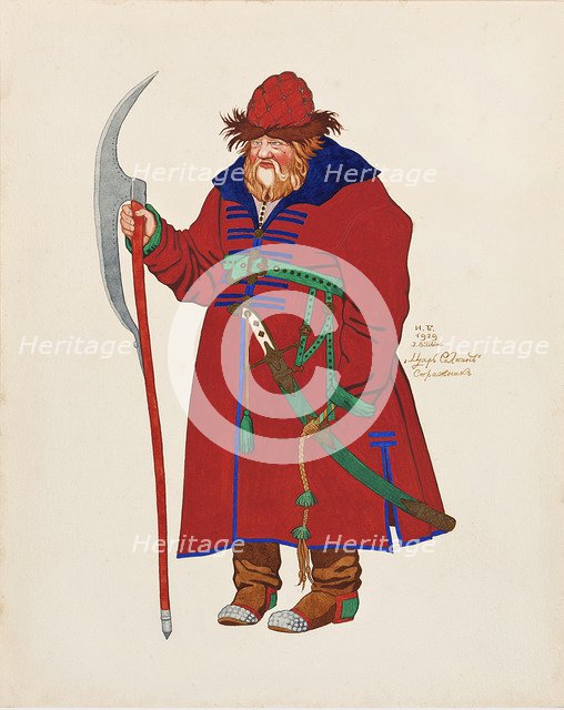 Costume design for the opera The Tale of Tsar Saltan by N. Rimsky-Korsakov, 1929. Artist: Bilibin, Ivan Yakovlevich (1876-1942)