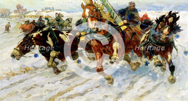'Troika', 1917.  Artist: Nikolai Samokish