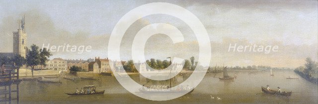 'Putney and the Thames from Putney Bridge', c1750. Artist: Unknown