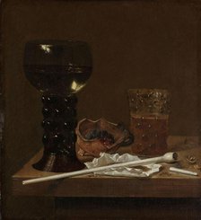Still Life with Roemer, Beer Glass and a Pipe, 1658. Creator: Jan Jansz van de Velde.