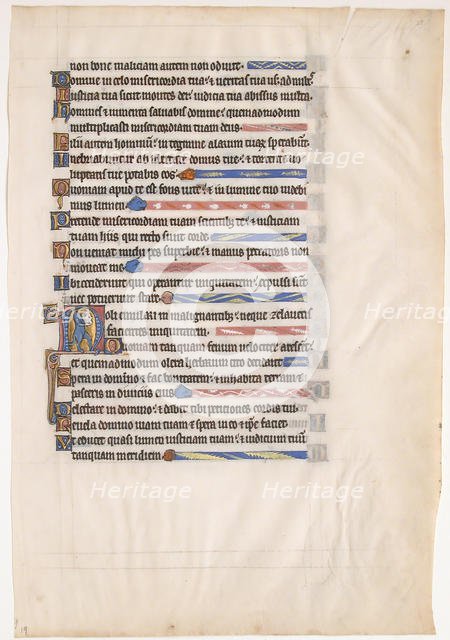 Manuscript Leaf from a Royal Psalter, 13th century. Creator: Unknown.