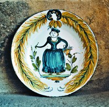 Dish with a woman figure, from Sargadelos.