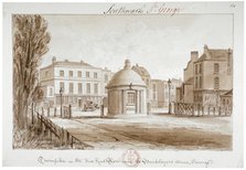 Turnpike in the New Kent Road near the Bricklayers' Arms Inn, Southwark, London, 1828. Artist: John Chessell Buckler