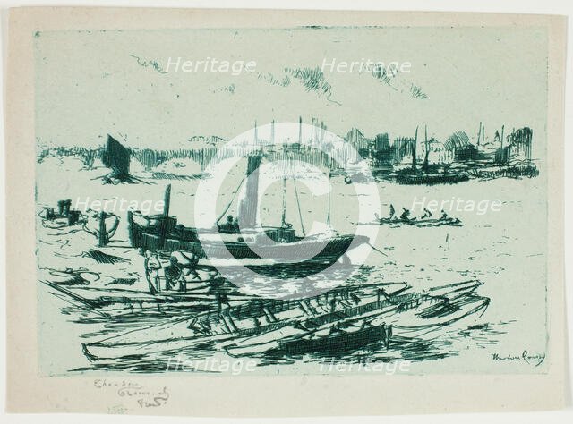 The Steam Launch, Chelsea Embankment, 1888-89. Creator: Theodore Roussel.