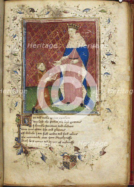 The author presenting his book to Henry V (from Thomas Hoccleve's Regiment of Princes), 15th century Artist: Anonymous  