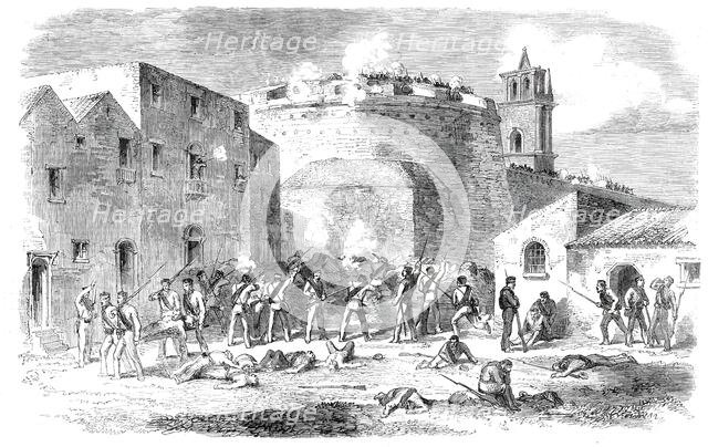 The Revolution in Sicily - the English Battalion at the foot of the round tower of the..., 1860. Creator: Unknown.