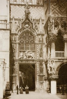Untitled (31), c. 1890. [Doge and winged lion, facade of Doge's Palace, Venice].  Creator: Unknown.