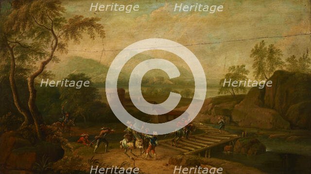 Robbery on the Bridge, 18th century. Creator: Unknown.