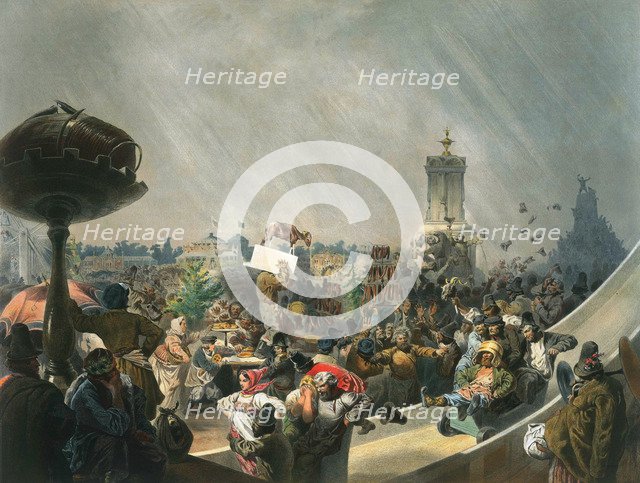 Public festivities following the coronation of Tsar Alexander II, Khodynka Field, Moscow, 1856.  Artist: Mihály Zichy