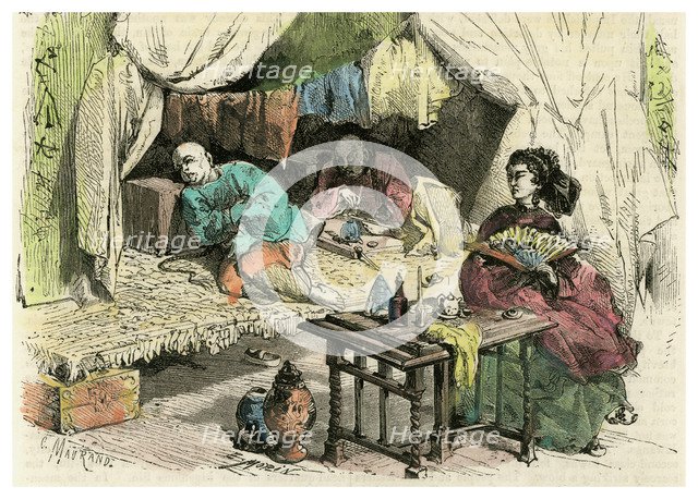 Chinese opium smokers, 19th century. Artist: Unknown