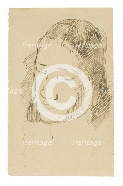 Head of a Tahitian Woman (recto), Sketches of Anatomical Details (verso), 1891/93. Creator: Paul Gauguin.