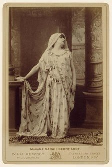 Sarah Bernhardt in the role of Racine's Phèdre, about 1874. Creator: W&D Downey.