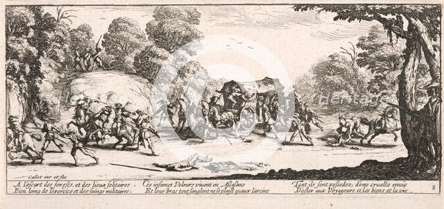 L'Attaque de la diligence (Attacking a Diligence), 1633. Creator: Jacques Callot.
