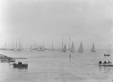 Start of 6 Metre Class boats for the first British-American Cup, 1921. Creator: Kirk & Sons of Cowes.