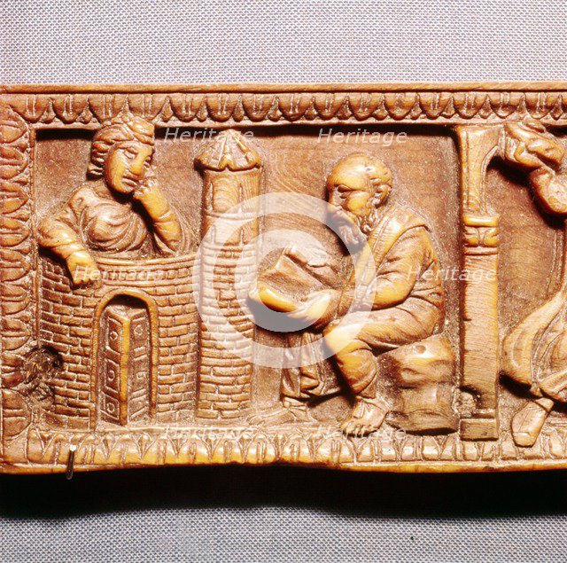 St Paul Conversing with Thecla, Ivory Panel from Casket  Rome, late 4th century. Artist: Unknown.