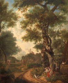 Arcadian landscape with travellers, 1771.  Creator: Juriaan Andriessen.