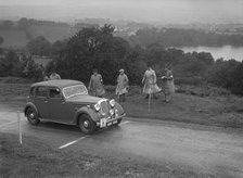 Rover saloon of DB Morgan competing in the South Wales Auto Club Welsh Rally, 1937 Artist: Bill Brunell.